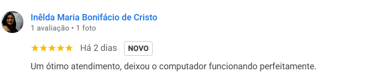 Avaliação real de cliente no Google
