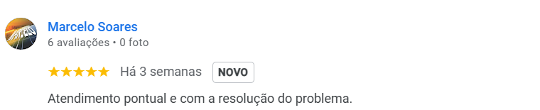 Avaliação real de cliente no Google