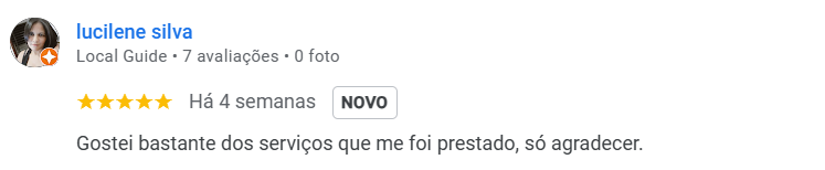 Avaliação real de cliente no Google