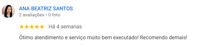 Avaliação real de cliente no Google
