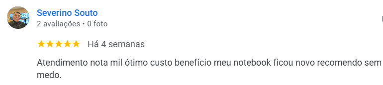 Avaliação real de cliente no Google